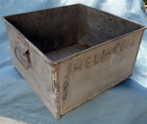 Vintage Galvanized Metal & Brass Storage Box Well Made 